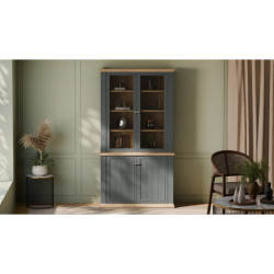 Witryna 110 cm Pontypool PNTV723 – dąb mauvella/uni wolfram szary