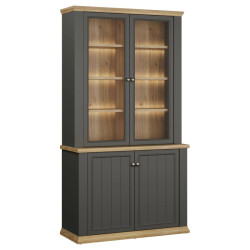 Witryna 110 cm Pontypool PNTV723 – dąb mauvella/uni wolfram szary