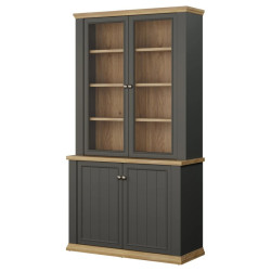 Witryna 110 cm Pontypool PNTV723 – dąb mauvella/uni wolfram szary