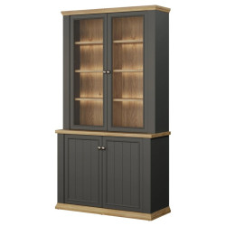 Witryna 110 cm Pontypool PNTV723 – dąb mauvella/uni wolfram szary