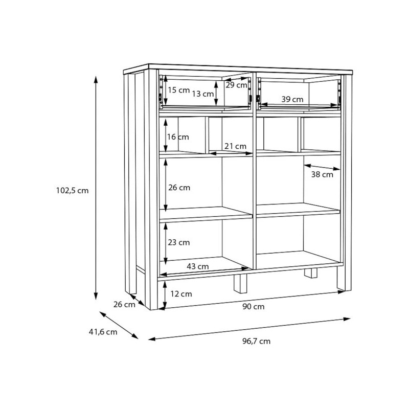 Komoda 2D2S SAITAMA Dąb Mauvella/Secret Grey | Sklep Domowanie