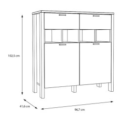Komoda 2D2S SAITAMA Dąb Mauvella/Secret Grey | Sklep Domowanie