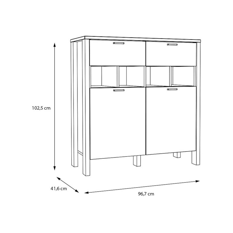 Komoda 2D2S SAITAMA Dąb Mauvella/Secret Grey | Sklep Domowanie