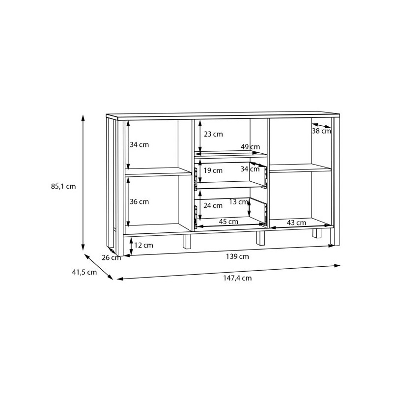 Komoda Saitama SQMK232-M826 Dąb Mauvella/Secret Grey Meble Forte