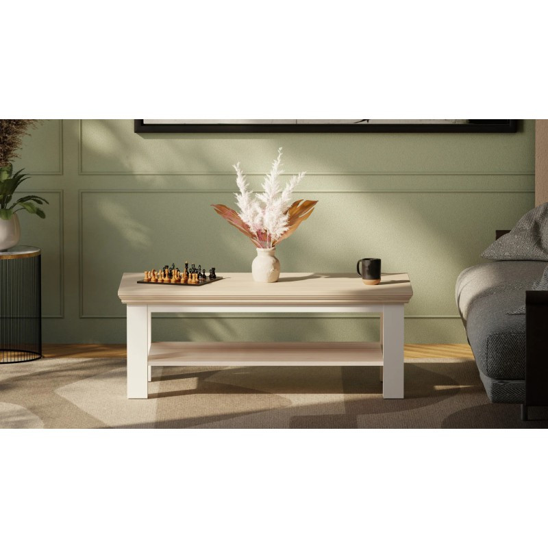 Biały stolik kawowy Pontypool – funkcjonalne centrum salonu