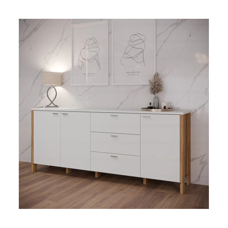 Komoda 3D3S Saitama SQMK241-M826Dąb Mauvella/Secret Grey Meble Forte