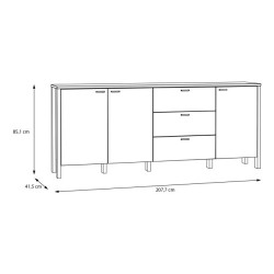 Komoda 3D3S Saitama SQMK241-M826Dąb Mauvella/Secret Grey Meble Forte