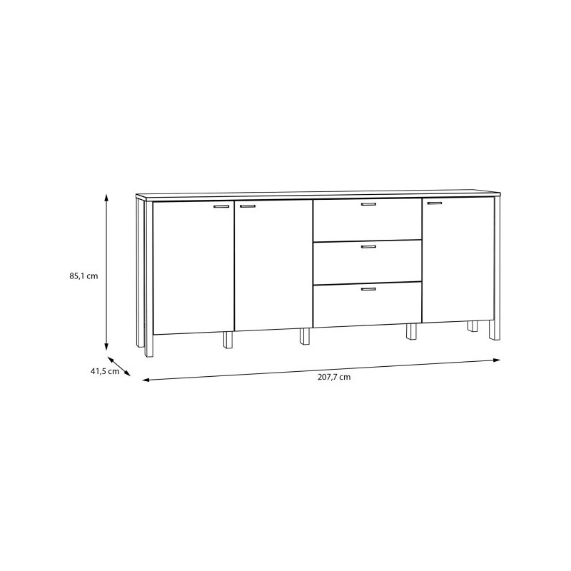 Komoda 3D3S Saitama SQMK241-M826Dąb Mauvella/Secret Grey Meble Forte