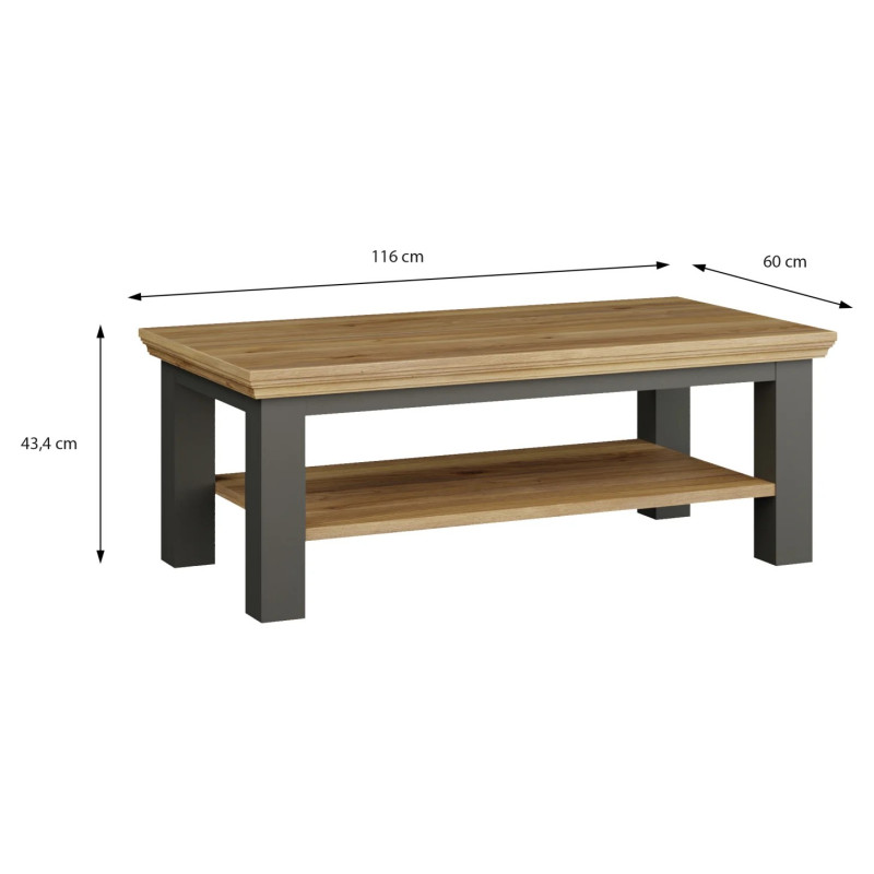 Stolik kawowy Pontypool – dąb mauvella/uni wolfram szary