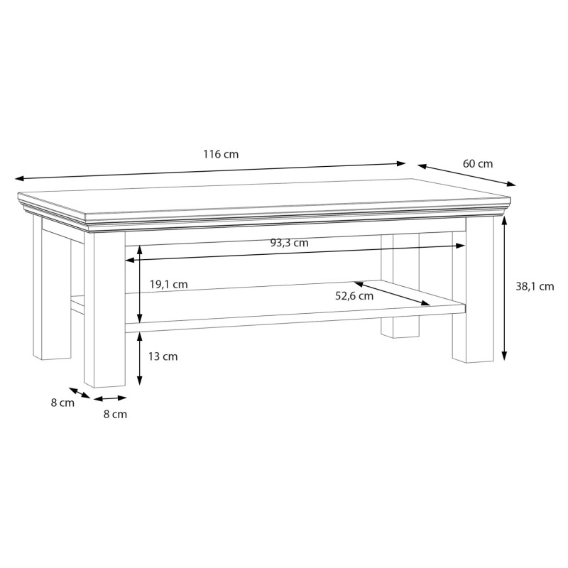 Stolik kawowy Pontypool – dąb mauvella/uni wolfram szary
