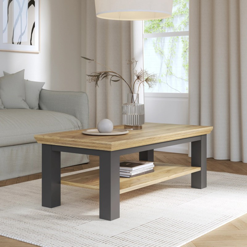 Stolik kawowy Pontypool – dąb mauvella/uni wolfram szary