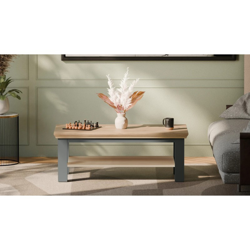 Stolik kawowy Pontypool – dąb mauvella/uni wolfram szary