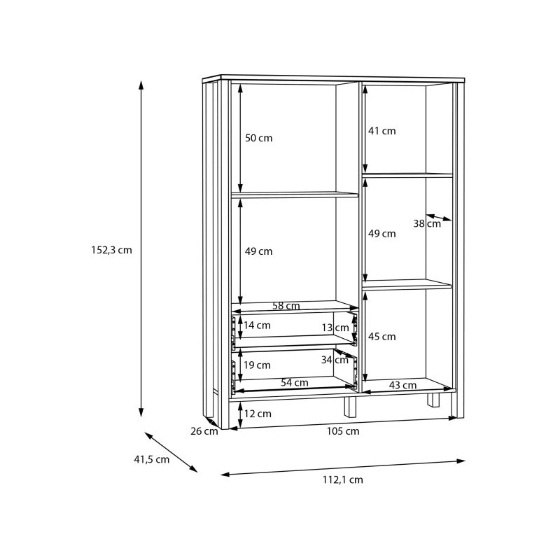 Witryna Saitama SQMV521L-M826 Dąb Mauvella/Secret Grey Meble Forte