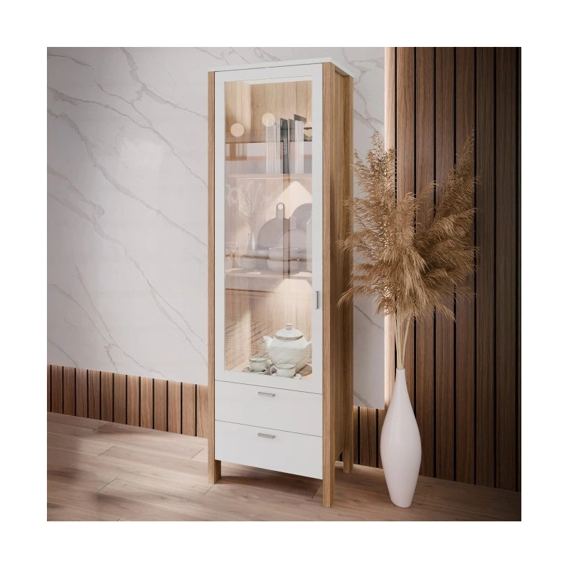 Witryna wąska Saitama SQMV711-M826 Dąb Mauvella/Secret Grey Meble Forte