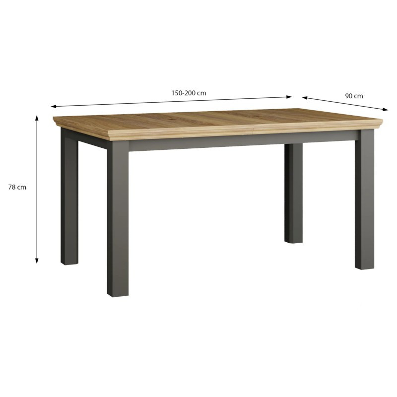 Stół rozkładany Pontypool TBLT7127 – dąb mauvella/uni wolfram szary
