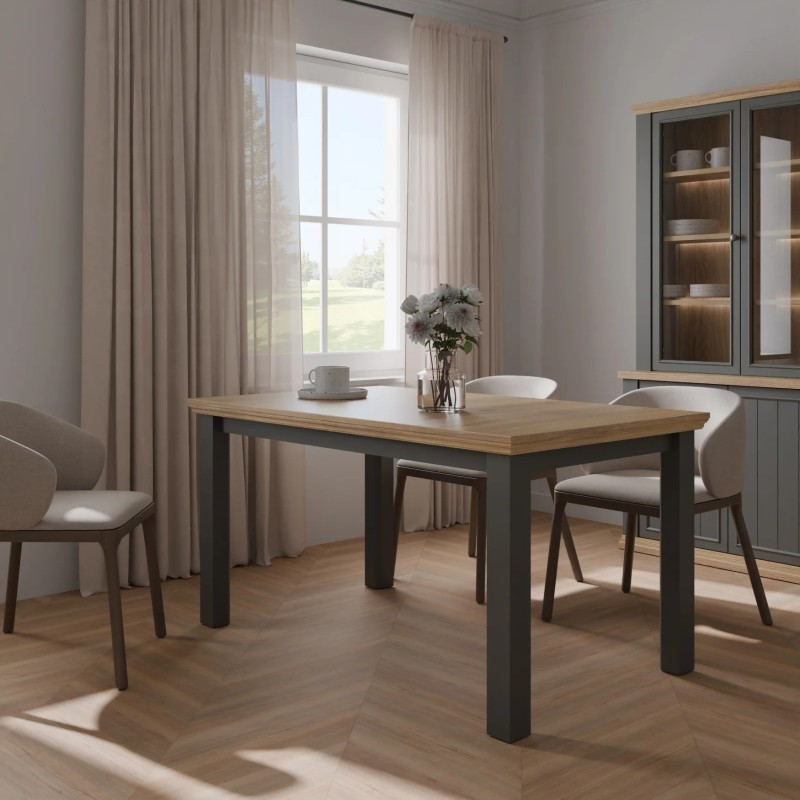 Stół rozkładany Pontypool TBLT7127 – dąb mauvella/uni wolfram szary