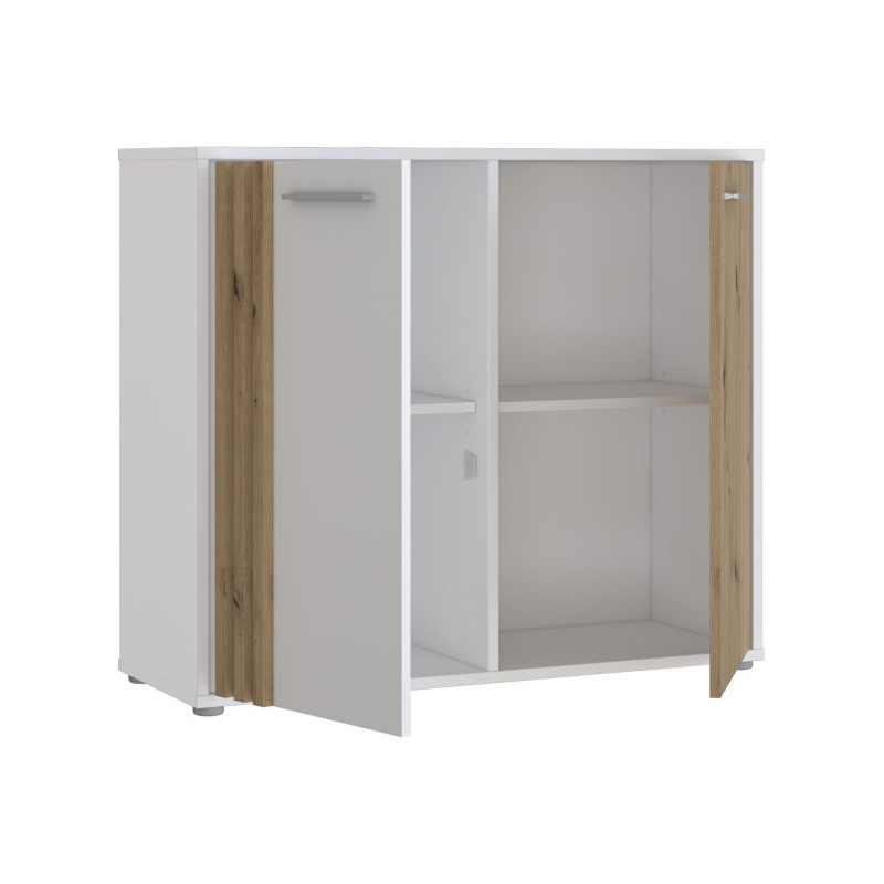 Komoda z lamelami Cardigan CDGK221 | biały/dąb artisan