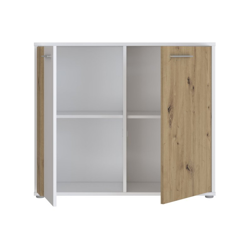 Komoda z lamelami Cardigan CDGK221 | biały/dąb artisan