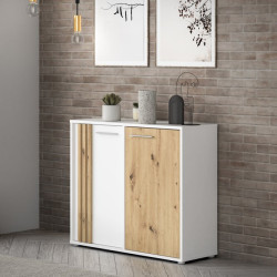 Komoda z lamelami Cardigan CDGK221 | biały/dąb artisan