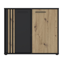 Komoda z lamelami Cardigan CDGK221 | czarny/dąb artisan