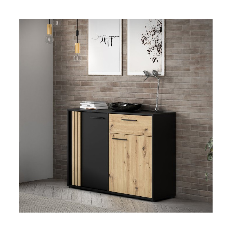 Czarna komoda z szufladą Cardigan CDGK222 | Meble Forte