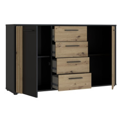 Czarna komoda 140 cm Cardigan CDGK231 | Meble Forte