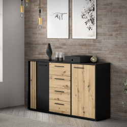 Czarna komoda 140 cm Cardigan CDGK231 | Meble Forte