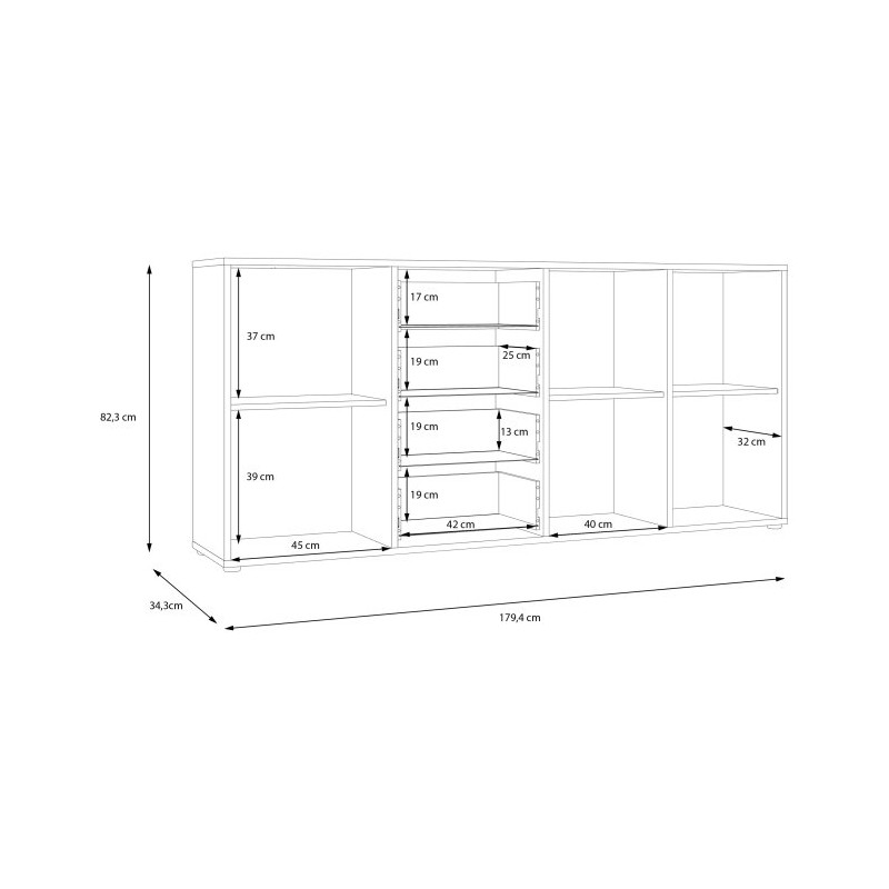 Czarna szeroka komoda Cardigan CDGK241 | Meble Forte