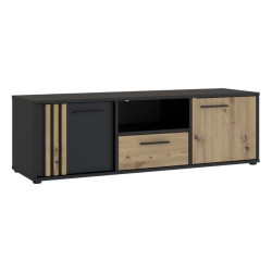 Czarna szafka RTV 140 cm Cardigan – uporządkowana strefa TV