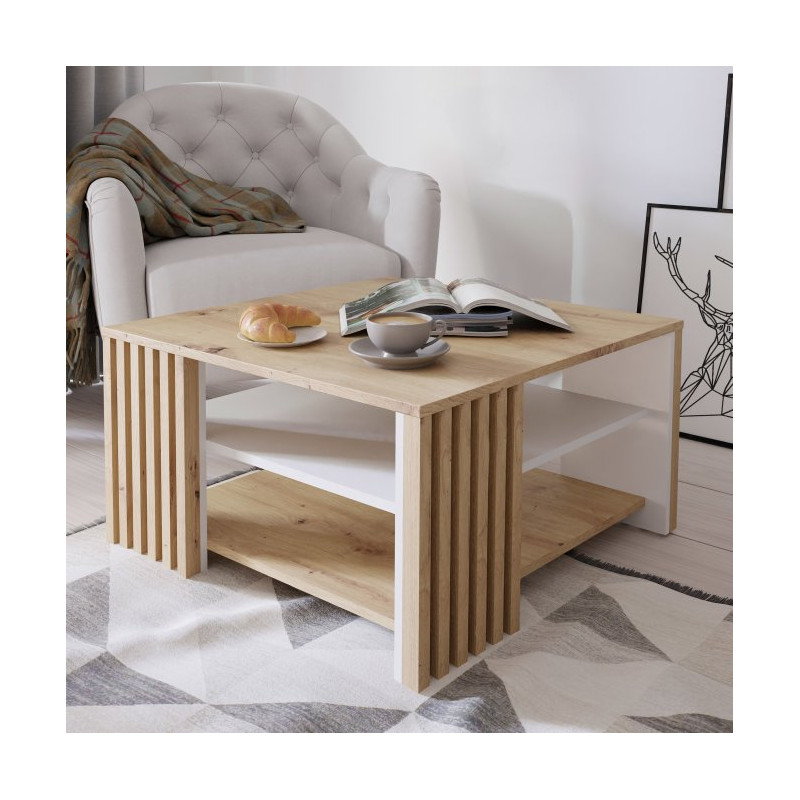 Biały stolik kawowy Cardigan CFTT5150 – stylowy detal