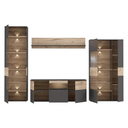 Meblościanka Como COMM01B-C175 Grafit/Deska Dębowa Meble Forte