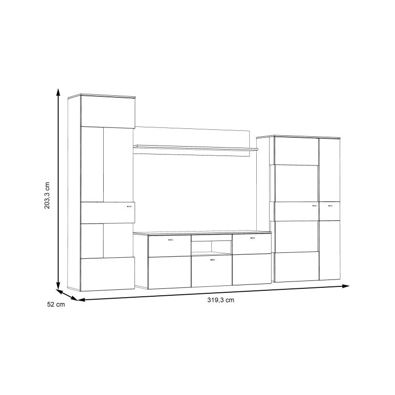 Meblościanka Como COMM01B-C175 Grafit/Deska Dębowa Meble Forte
