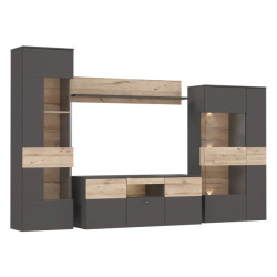 Meblościanka Como COMM01B-C175 Grafit/Deska Dębowa Meble Forte