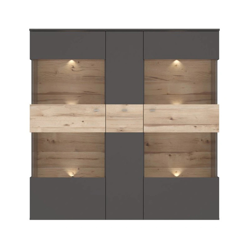 Witryna 150cm Como COMV521B-C175 Grafit/Deska Dębowa Meble Forte