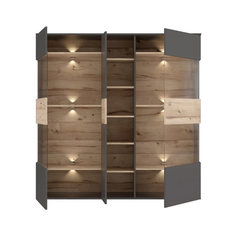 Witryna 150cm Como COMV521B-C175 Grafit/Deska Dębowa Meble Forte