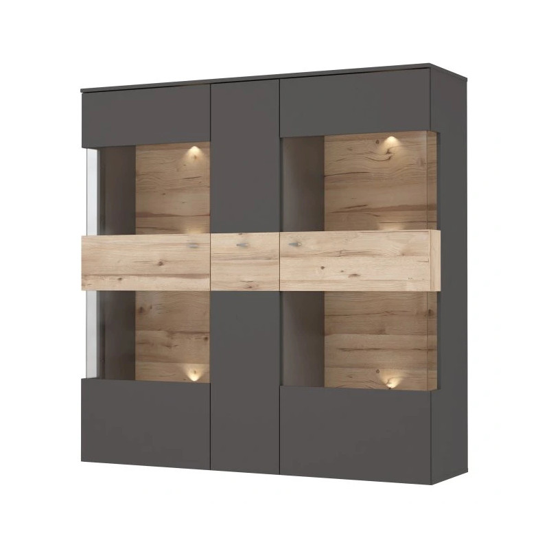 Witryna 150cm Como COMV521B-C175 Grafit/Deska Dębowa Meble Forte