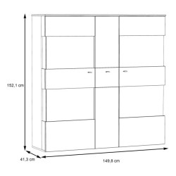 Witryna 150cm Como COMV521B-C175 Grafit/Deska Dębowa Meble Forte