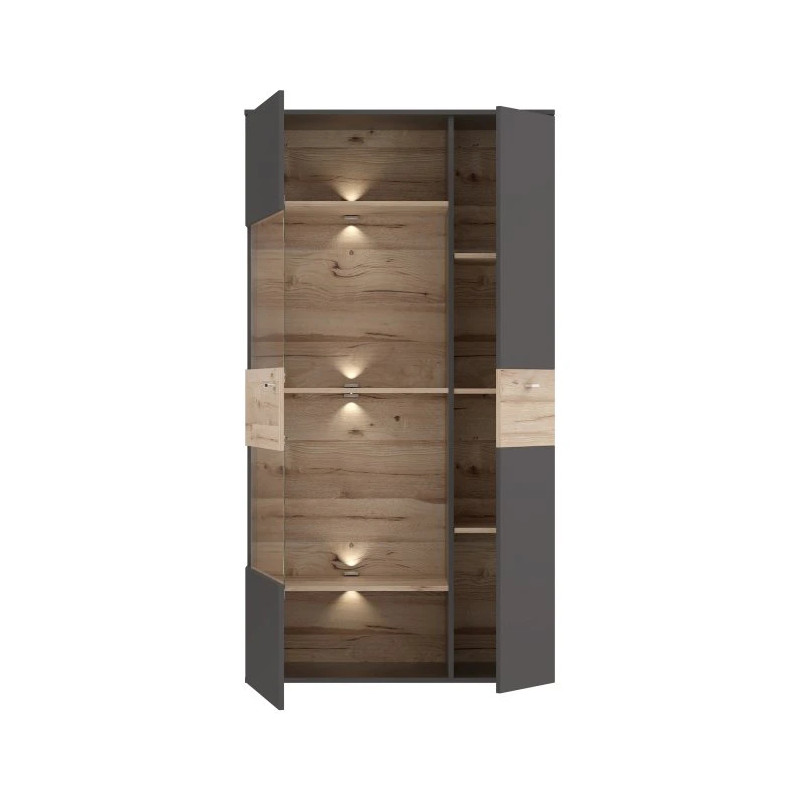 Witryna 90cm Como COMV623LB-C175 Grafit/Deska Dębowa Meble Forte