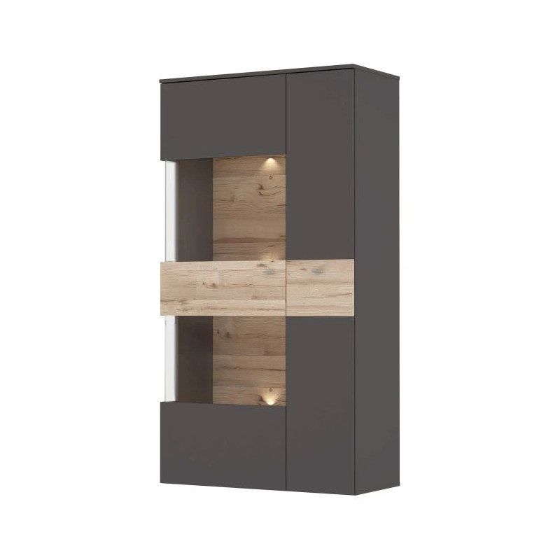 Witryna 90cm Como COMV623LB-C175 Grafit/Deska Dębowa Meble Forte