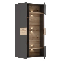 Witryna R 90cm Como COMV623RB-C175 Grafit/Deska Dębowa Meble Forte