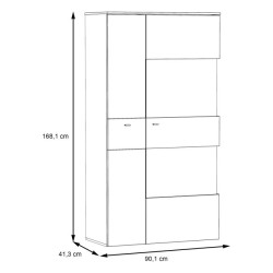 Witryna R 90cm Como COMV623RB-C175 Grafit/Deska Dębowa Meble Forte