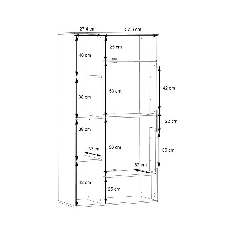 Witryna R 90cm Como COMV623RB-C175 Grafit/Deska Dębowa Meble Forte