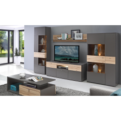 Witryna R 90cm Como COMV623RB-C175 Grafit/Deska Dębowa Meble Forte