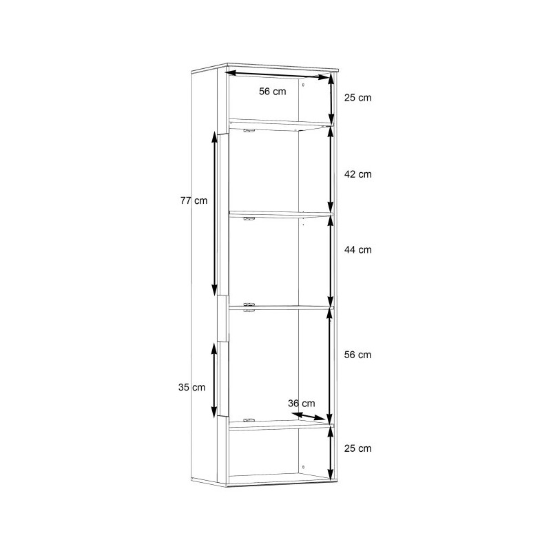 Witryna R 60cm Como COMV711RB-C175 Grafit/Deska Dębowa Meble Forte