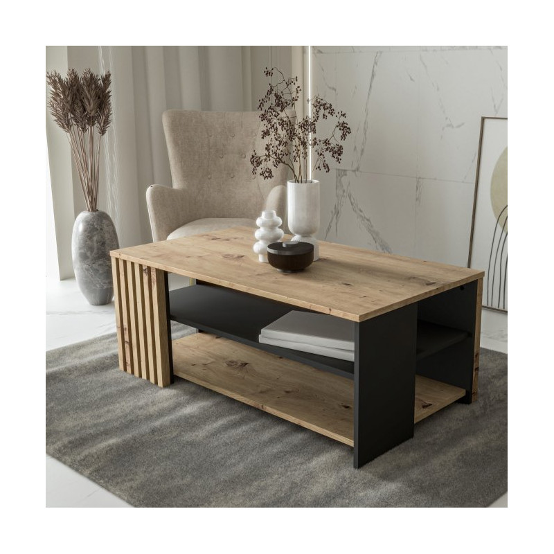 Czarny stolik kawowy 110 cm Cardigan CFTT5221 – stylowy detal