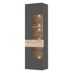 Witryna L 60cm Como COMV711LB-C175 Grafit/Deska Dębowa Meble Forte