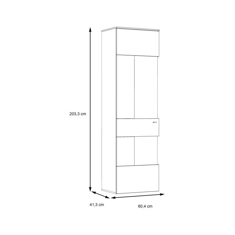 Witryna L 60cm Como COMV711LB-C175 Grafit/Deska Dębowa Meble Forte