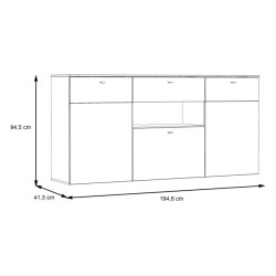 Komoda Como COMK233BT-C175 Grafit/Deska Dębowa Meble Forte