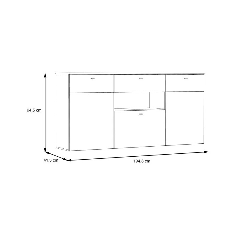 Komoda Como COMK233BT-C175 Grafit/Deska Dębowa Meble Forte