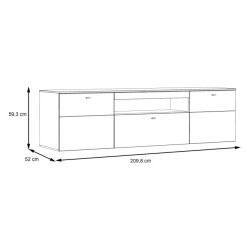 Szafka RTV z oświetleniem Como COMT133B-C175 Grafit/Deska Dębowa Meble Forte